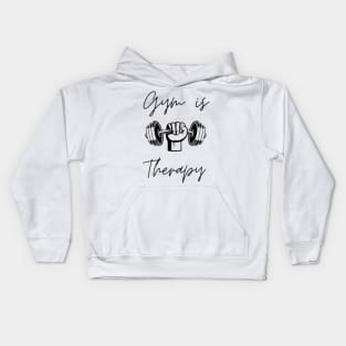 gym is my therapy Kids Hoodie